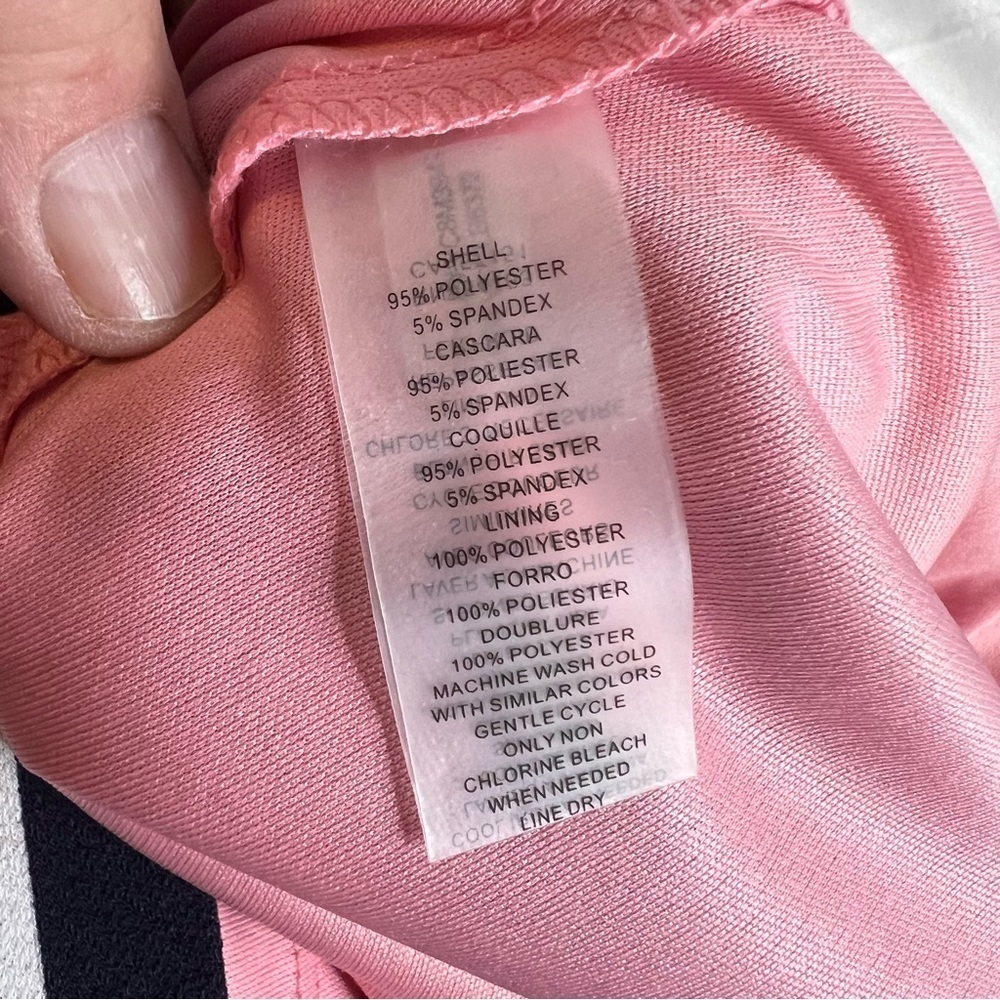 VINCE CAMUTO Crew Neck Flora Pink & Navy Stripped Stunning Dress Size 8 - Picture 4 of 9